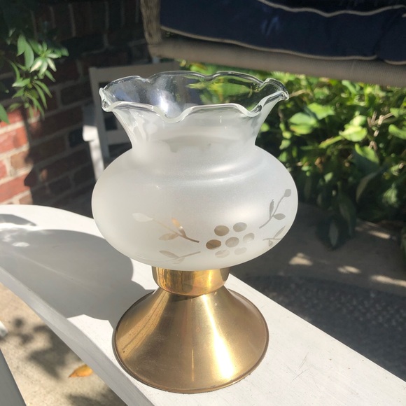 Vintage Accents Vintage Brass And Glass Hurricane Candle Lamp